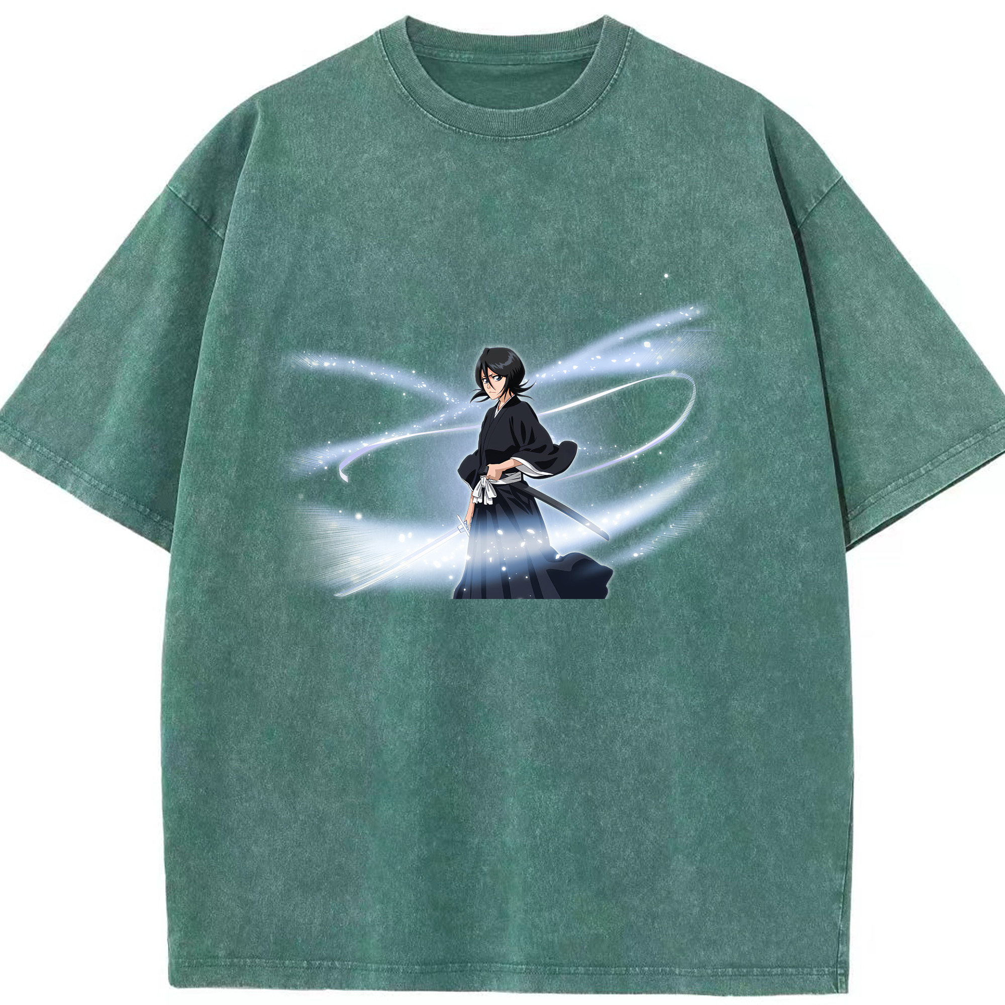 （画像用） ブリーチ 朽木ルキア BLEACH Kuchiki Rukia 綿100% ヴィンテージ風 半袖Tシャツ（フロントプリント）